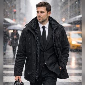 TUMI T-Tech TU1026 Black 3-in-1 Travel Jacket Removable Liner Men's XL